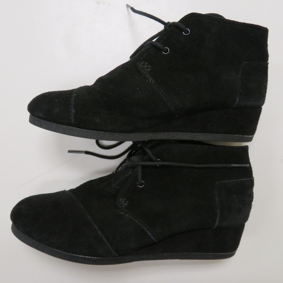 TOMS Desert Wedge Heel Ankle Boots Booties Black‎ 5 - Picture 8 of 8